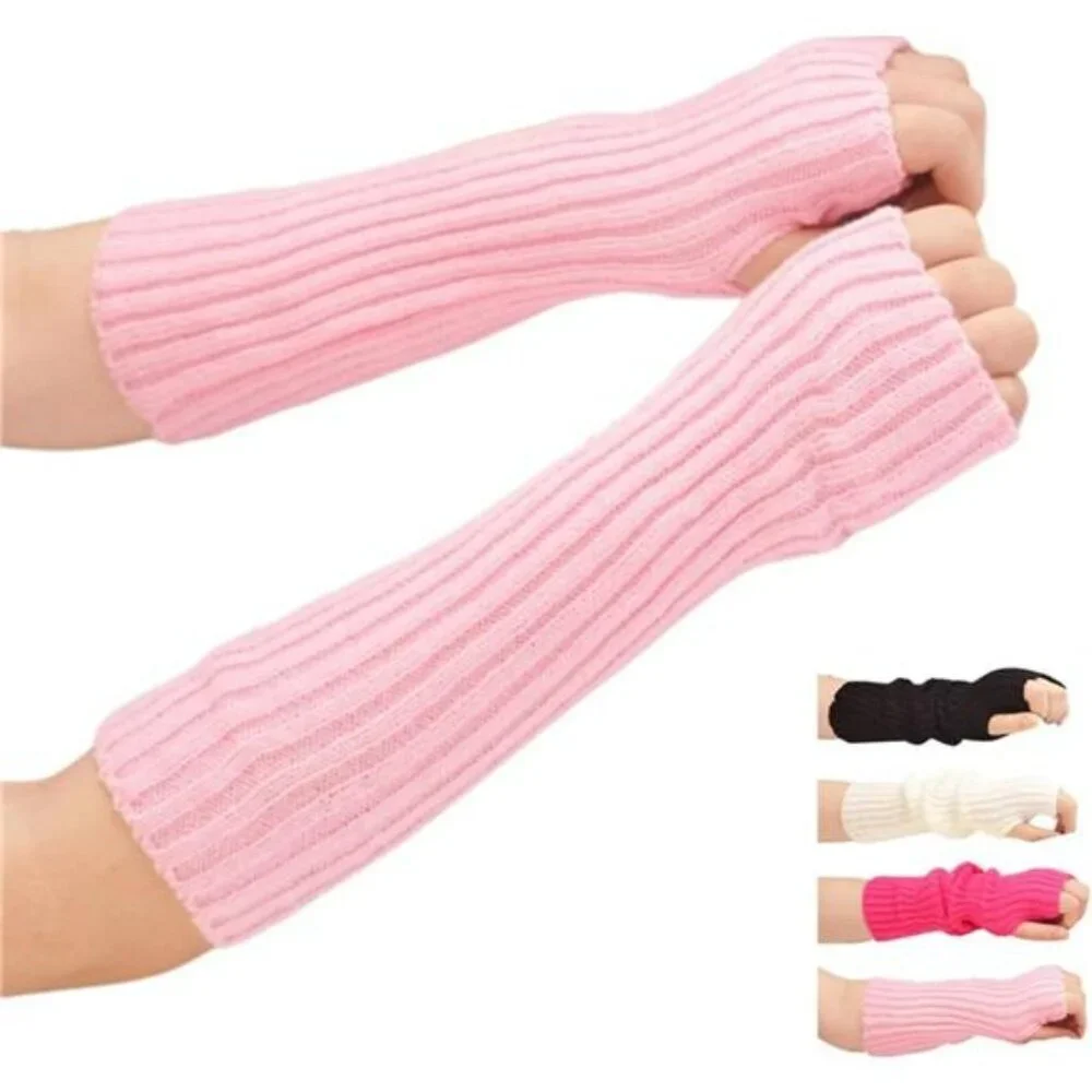 Kawaii Arm Warmers Y2K Fingerless Gloves Harajuku Goth Knit Arm Sleeves